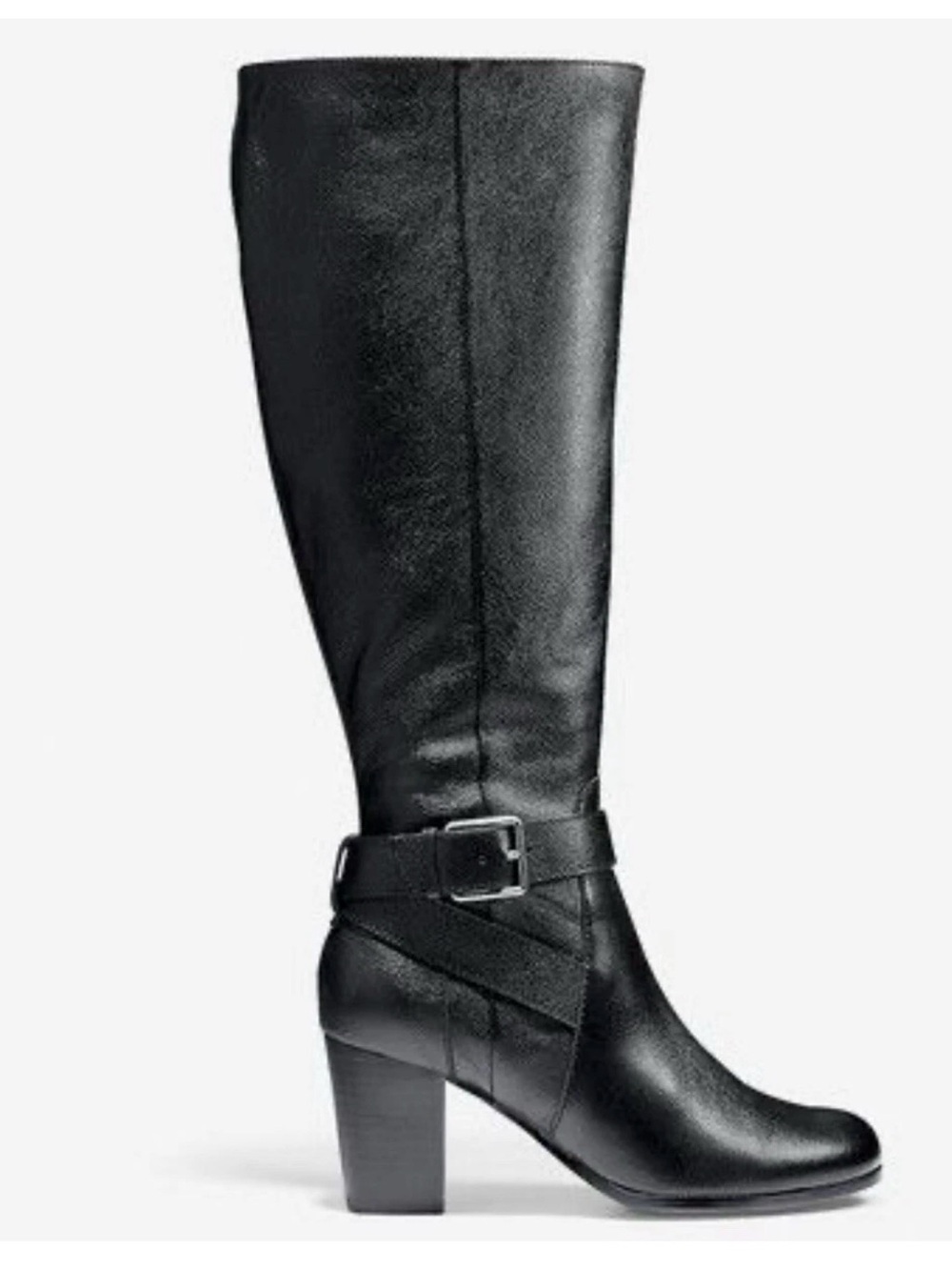 Cole Haan 'Hinckley Boot II' Knee High Black Leather Block Heel Women’s US 7.5 B